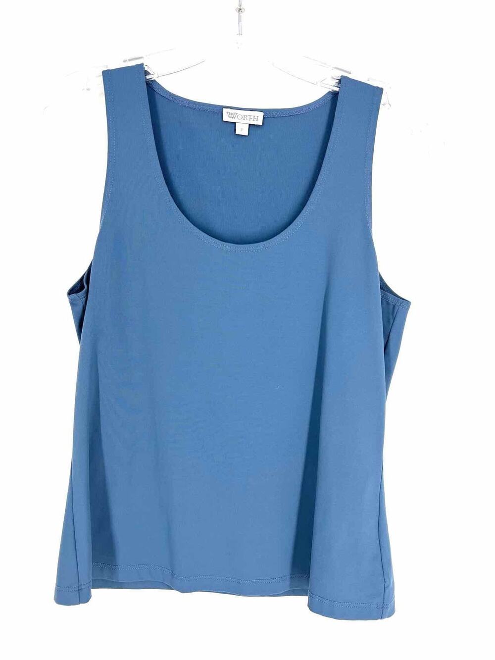 Worth Size S Pet Blue Solid Stretch Designer Top-Sleeveless